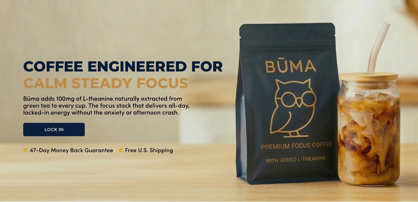 Būma premium focus coffee with L-theanine — instant coffee for calm, all-day energy